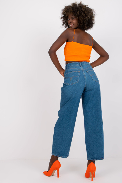 Modré džínové kalhoty s širokými...