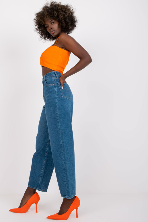 Modré džínové kalhoty s širokými...