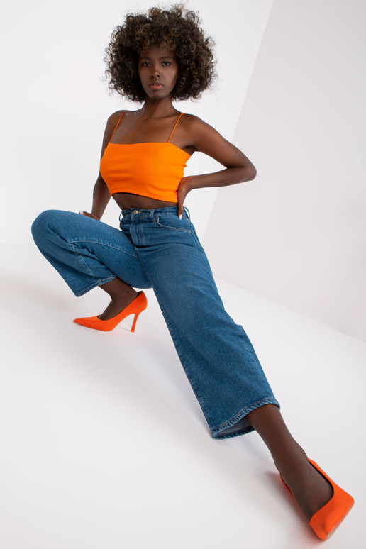 Modré džínové kalhoty s širokými...