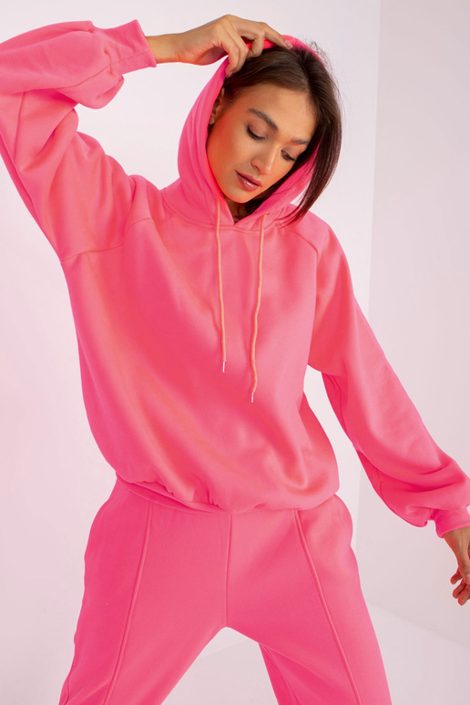 Fluo růžová dámská mikina s kapucí Liana