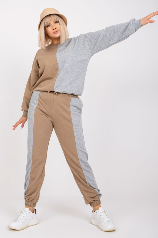 Tmavě béžově šedá bavlněná tepláková...