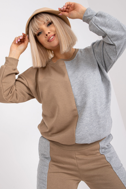 Tmavě béžově šedá bavlněná tepláková...