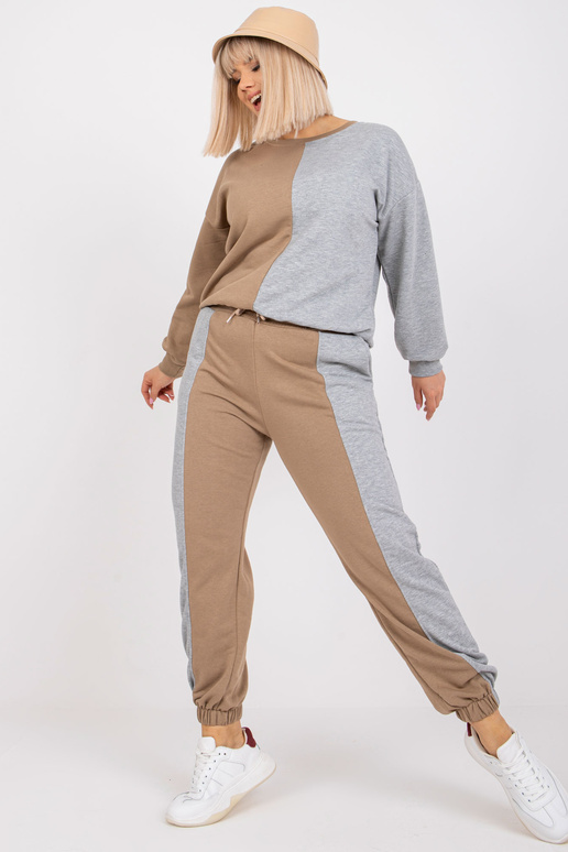 Tmavě béžově šedá bavlněná tepláková...