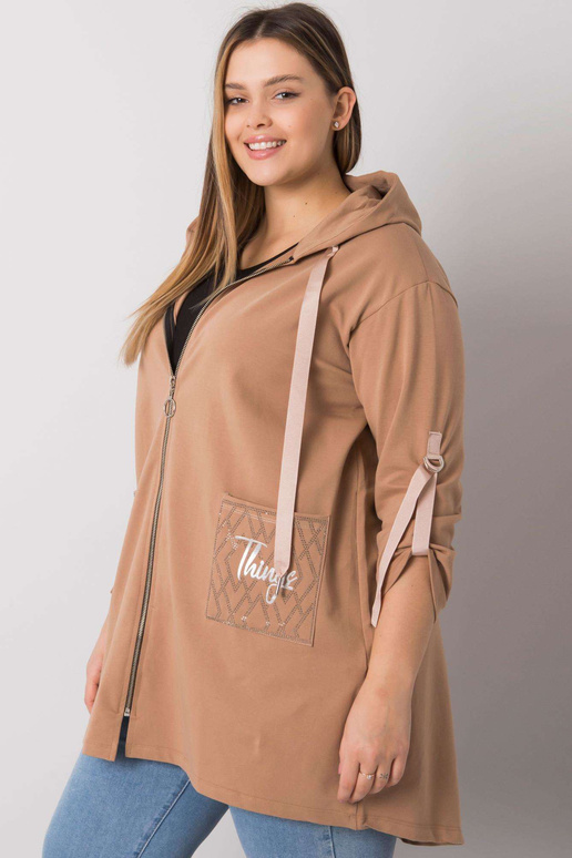Mikina Camel plus size na zip Zurich