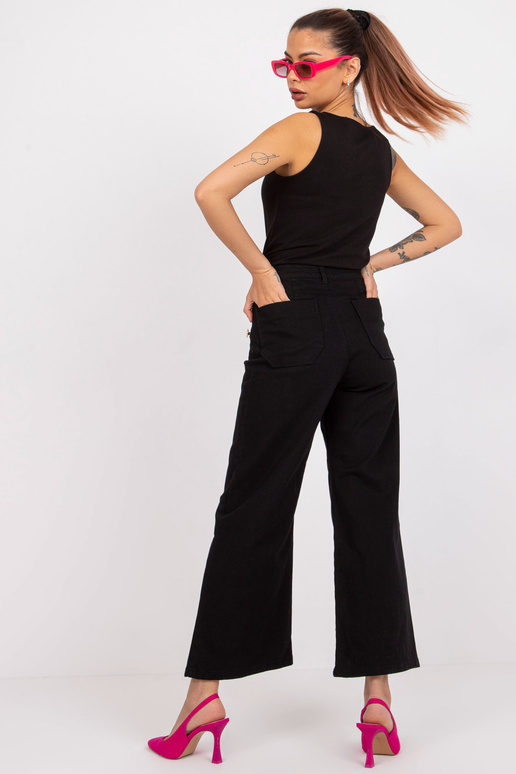 Černé džínové kalhoty s ozdobnými...