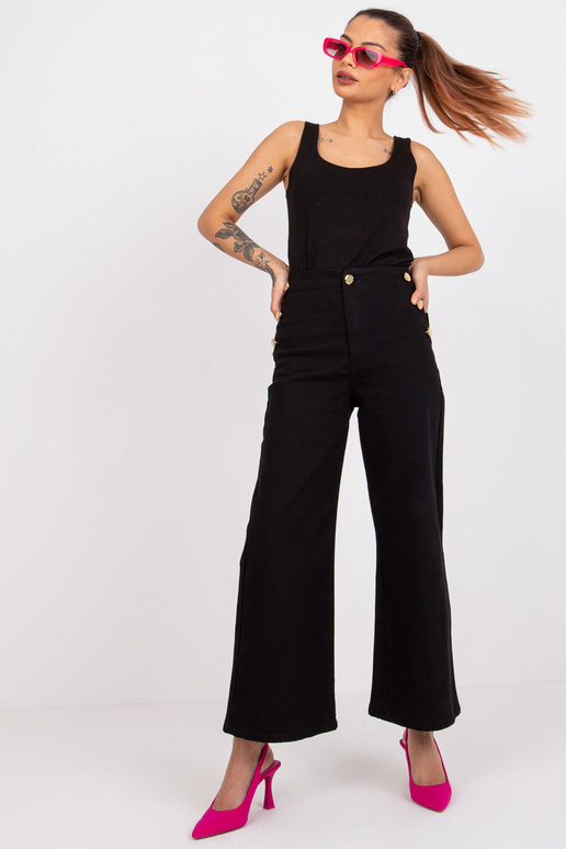 Černé džínové kalhoty s ozdobnými...