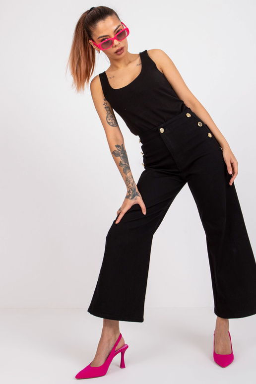 Černé džínové kalhoty s ozdobnými...