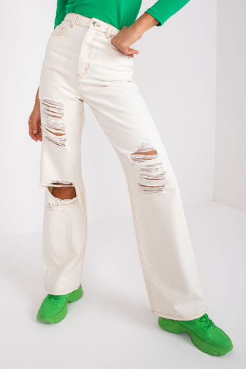 Krémové džíny s dírami... 2