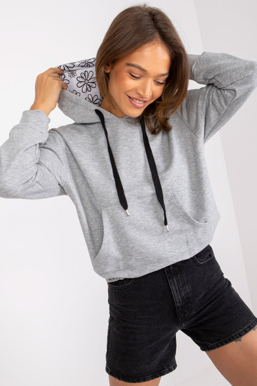 Šedá melanžová mikina s mikinou Palencia