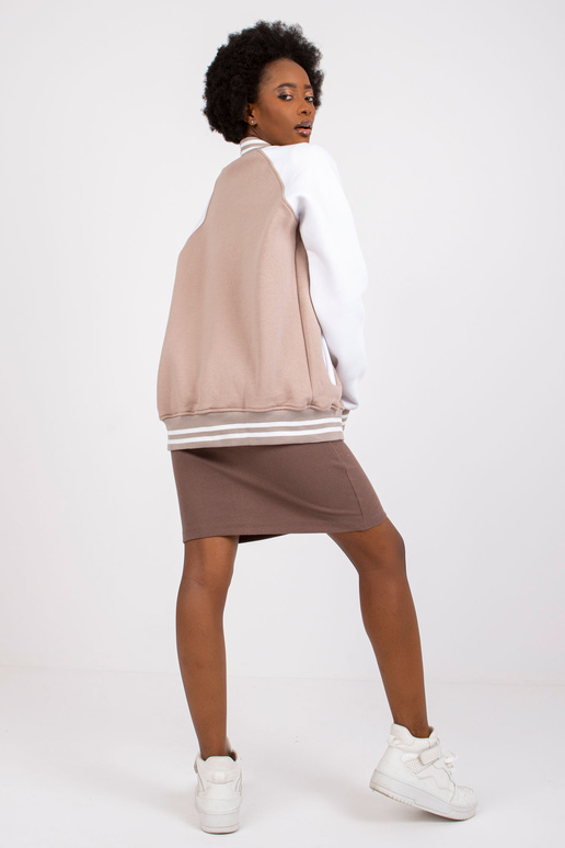 Tmavě béžová a bílá mikina typu...