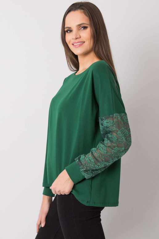 Tmavě zelená halenka s krajkou...