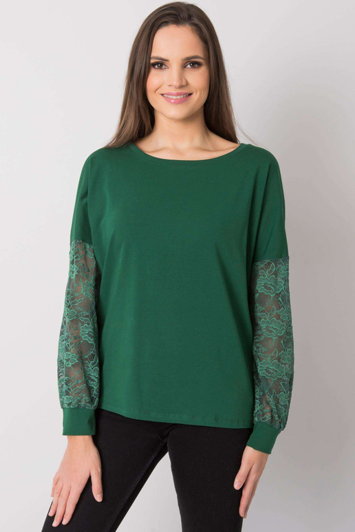 Tmavě zelená halenka s krajkou...