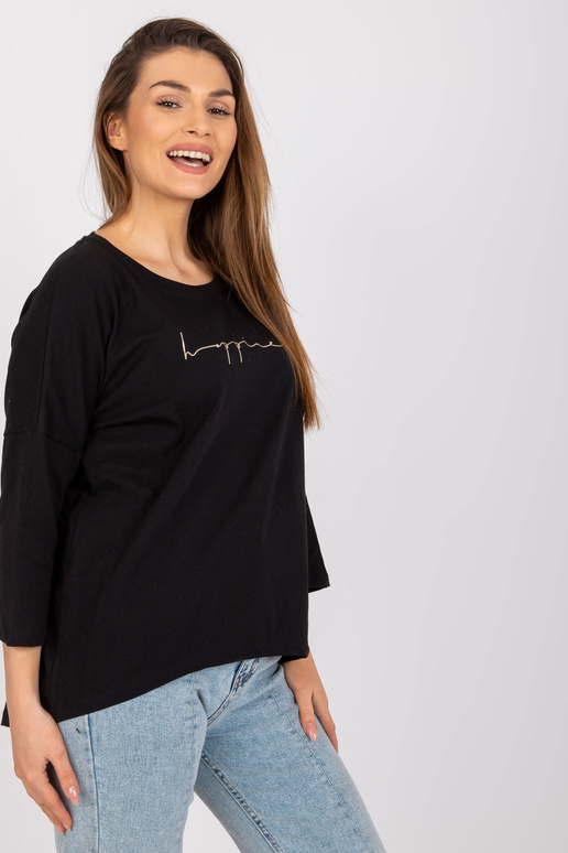 Černá ležérní halenka s kulatým...