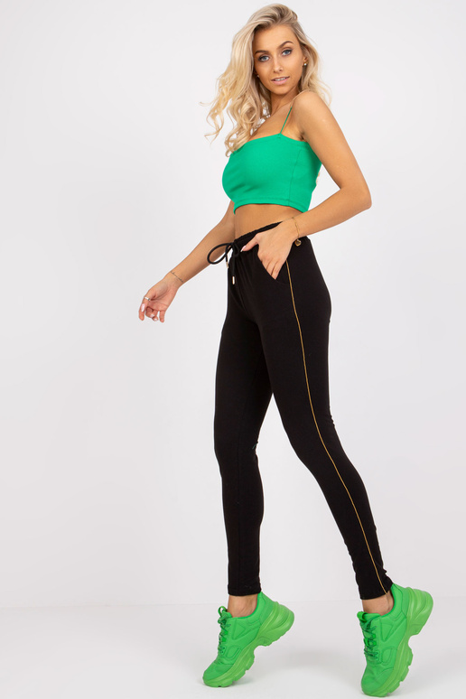 Doris RUE PARIS Černé tepláky s...