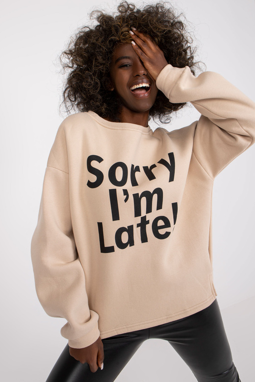 Béžová oversize mikina s potiskem bez...