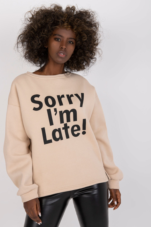 Béžová oversize mikina s potiskem bez...