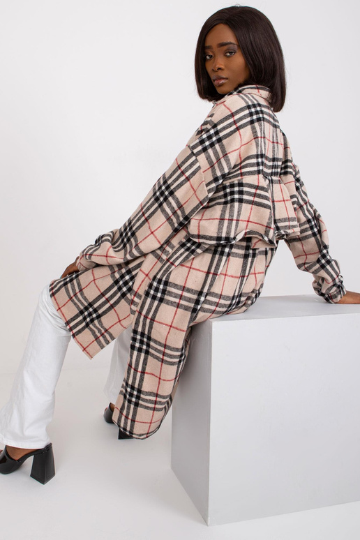 Světle béžová a černá dlouhá košile s...