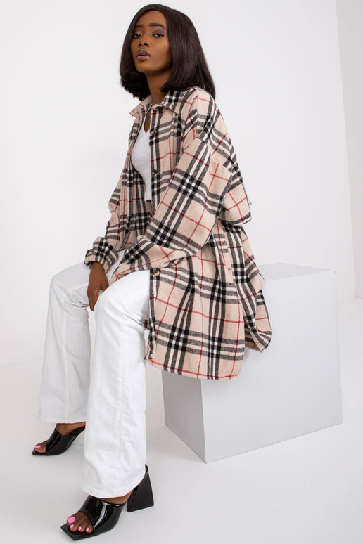 Světle béžová a černá dlouhá košile s...