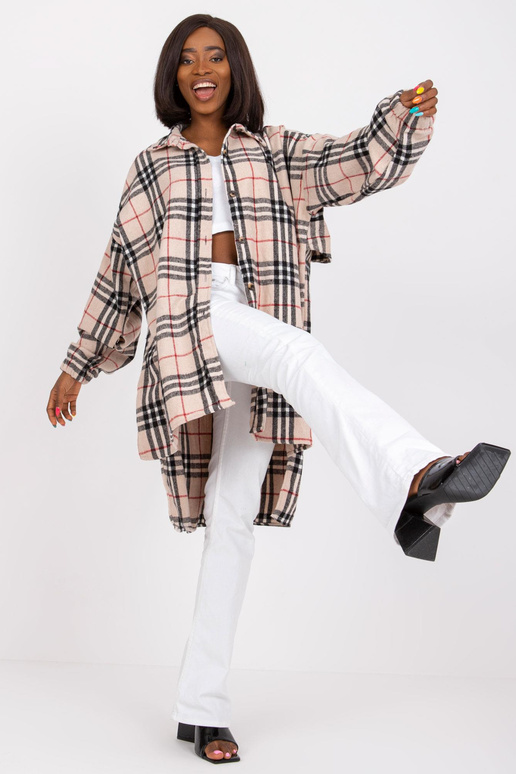 Světle béžová a černá dlouhá košile s...