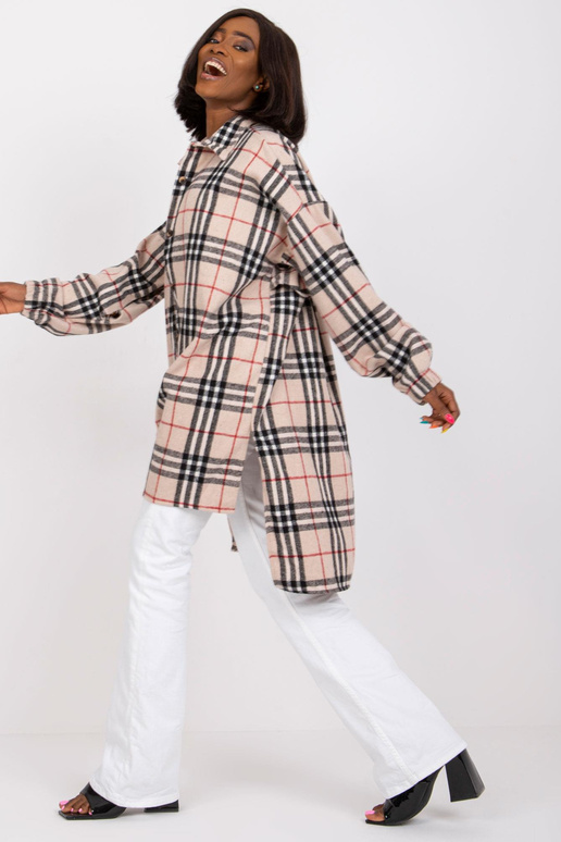 Světle béžová a černá dlouhá košile s...