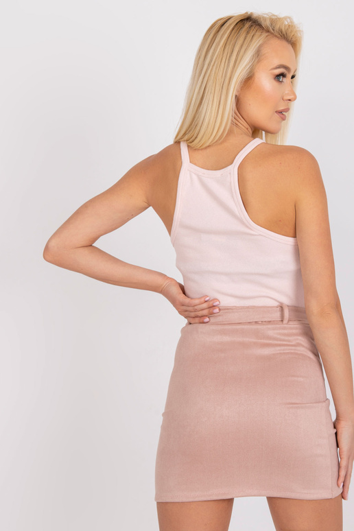 Světle růžový žebrovaný bavlněný top...