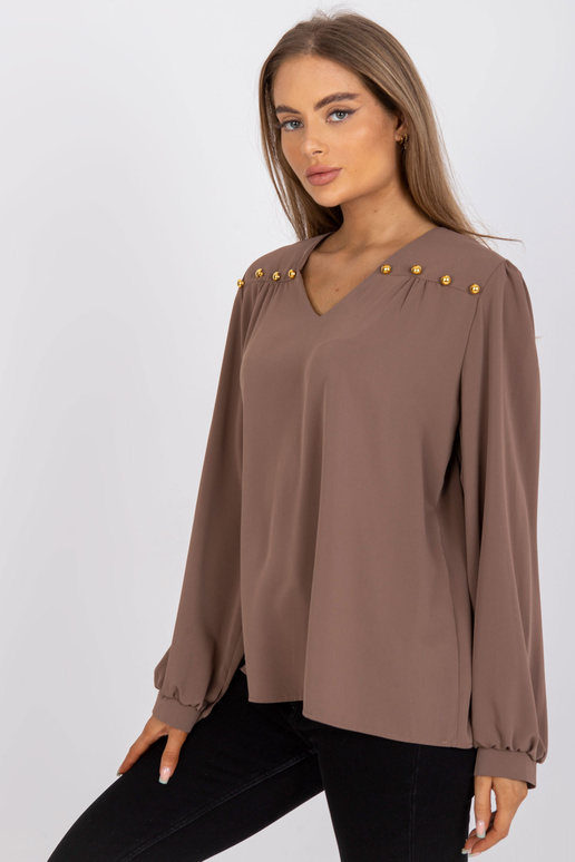 Tmavě béžová společenská halenka s...