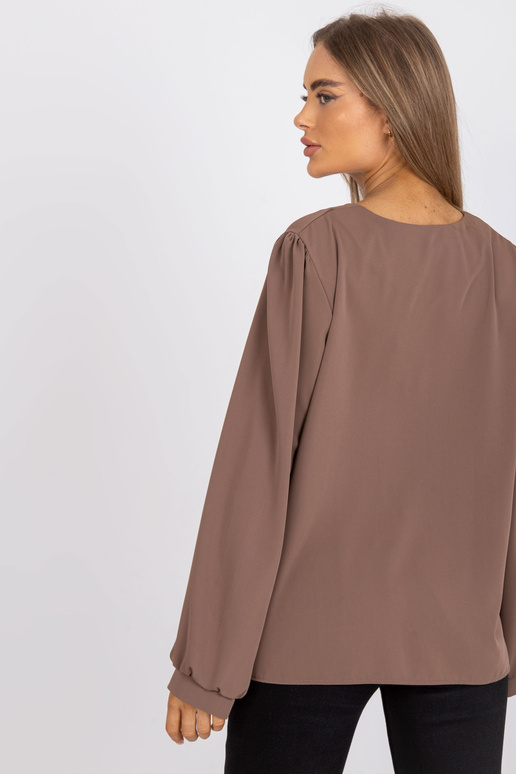 Tmavě béžová společenská halenka s...