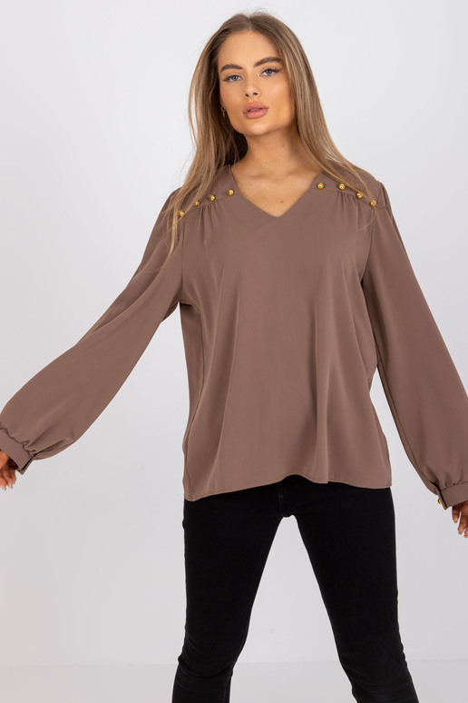 Tmavě béžová společenská halenka s...