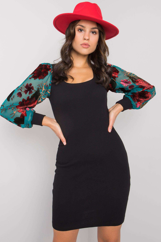 Černé šaty s ozdobnými rukávy Elyssa...