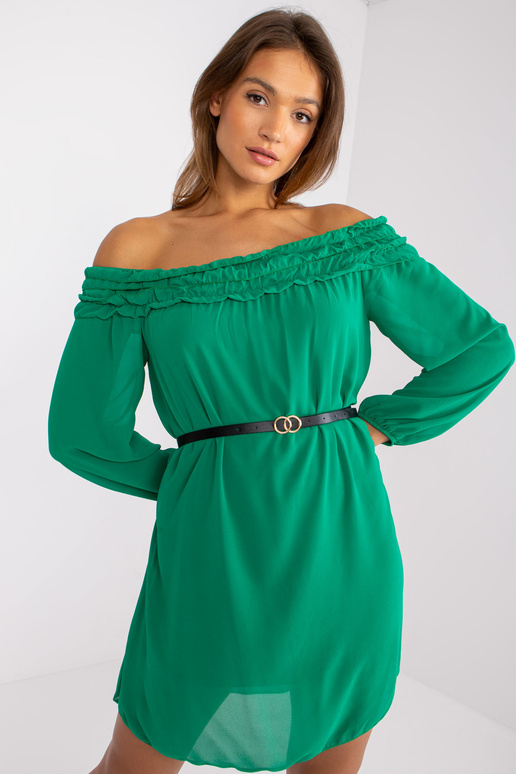 Zelené minišaty Ameline bez ramen