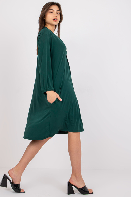 Tmavě zelené šaty Rimini s volným...
