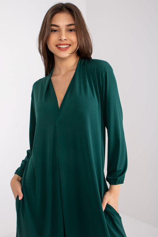 Tmavě zelené šaty Rimini s volným...