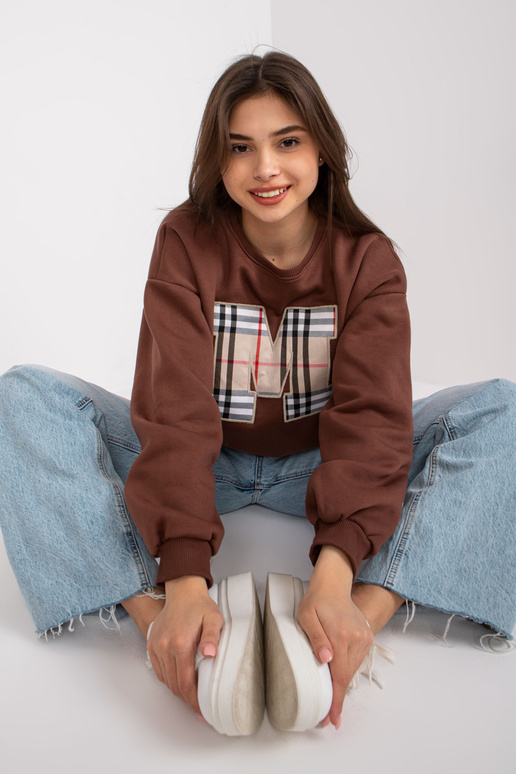 Tmavě hnědá mikina s potiskem Elise