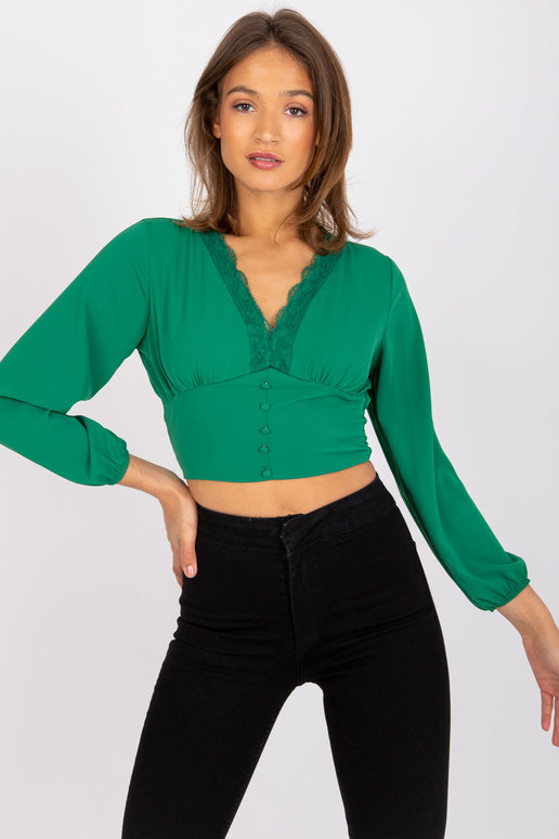 Zelená halenka Agathe s výstřihem do V