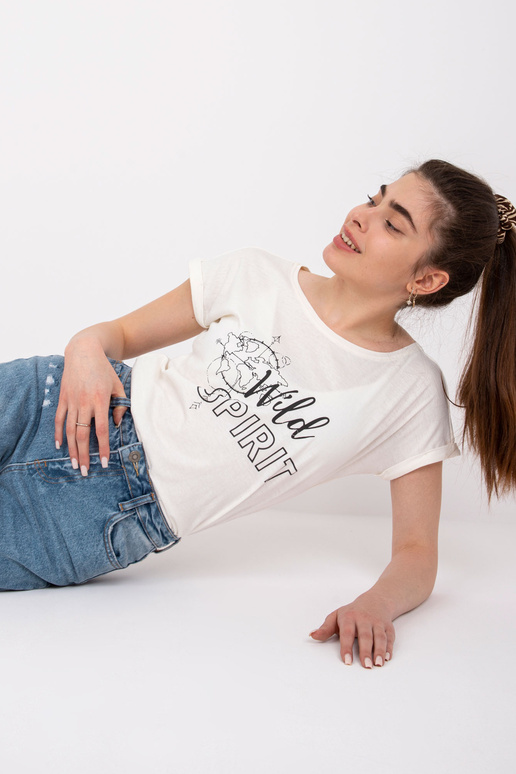 Ecru bavlněné tričko pro ženy Cabrera...