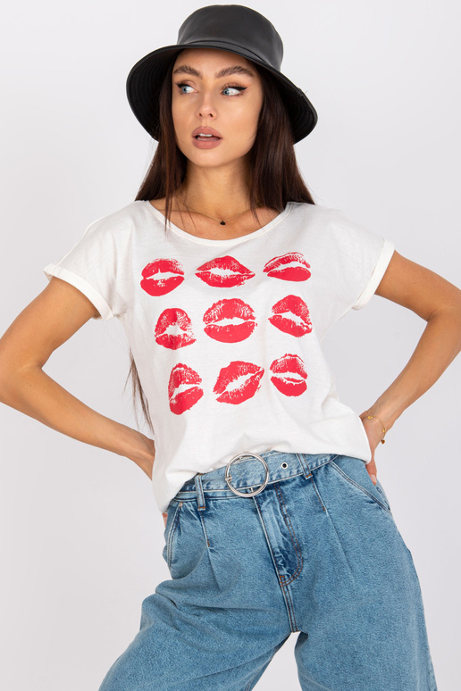 Ecru dámské tričko s potiskem Malvina...