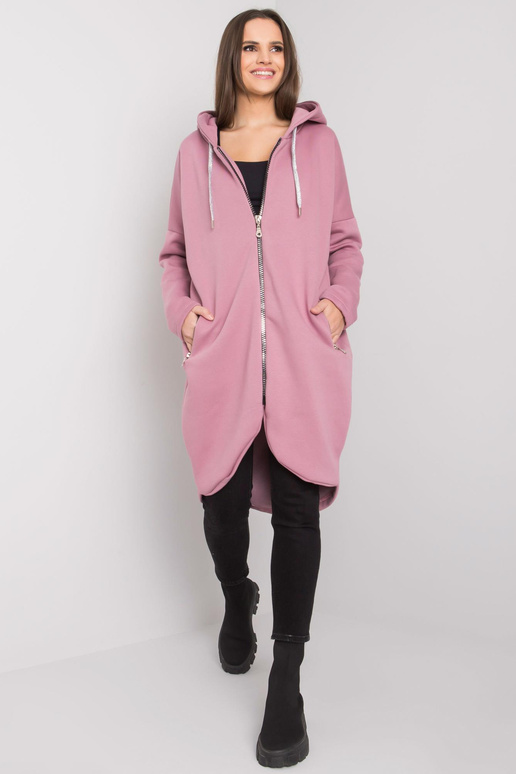 Špinavě růžová dlouhá mikina pro ženy...