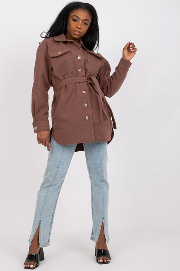 Hnědá teplá dlouhá košile s... 2