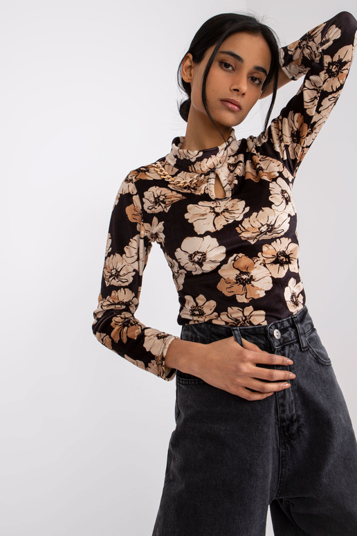 Černo béžová velurová halenka s...