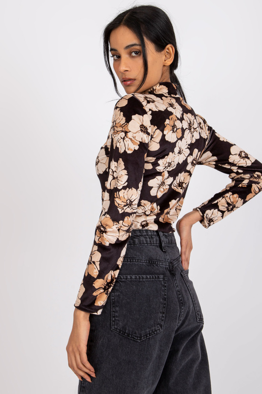 Černo béžová velurová halenka s...