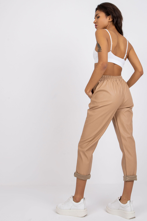 Béžové dámské kalhoty z ekokůže Porto