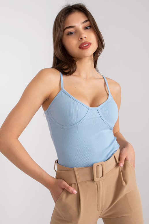 Světle modrý bavlněný pruhovaný top...