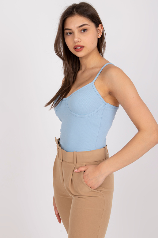 Světle modrý bavlněný pruhovaný top...