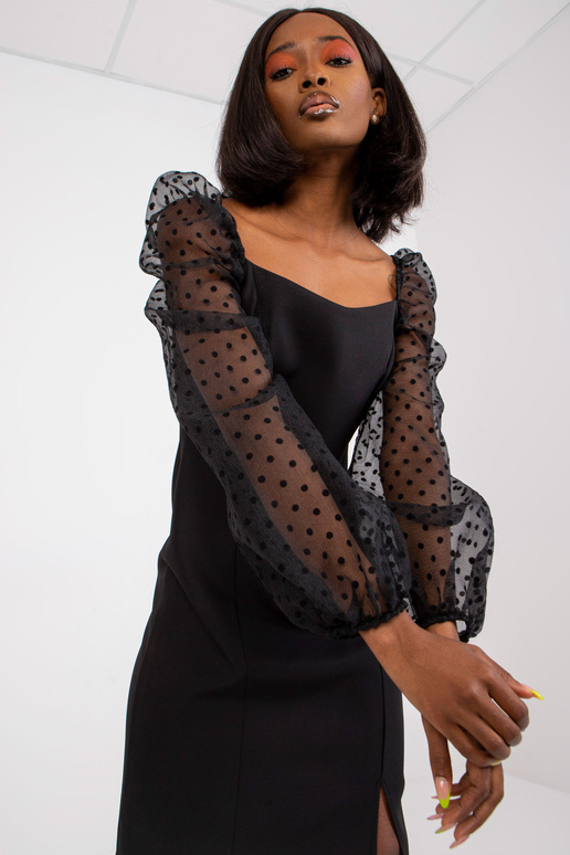 Černé koktejlové šaty s nabíranými...