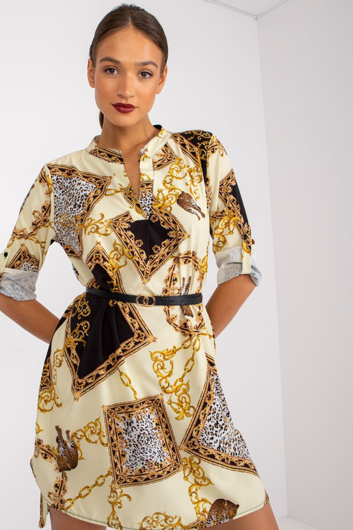 Žluté minišaty s potiskem Dolores