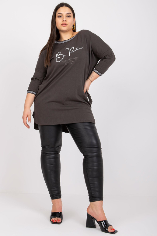 Khaki tepláková tunika Plus Size...