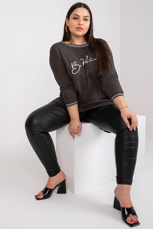 Khaki tepláková tunika Plus Size...