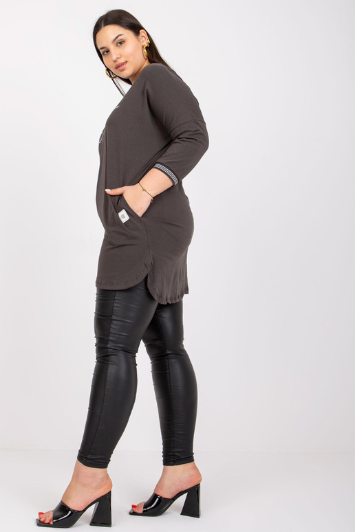 Khaki tepláková tunika Plus Size...