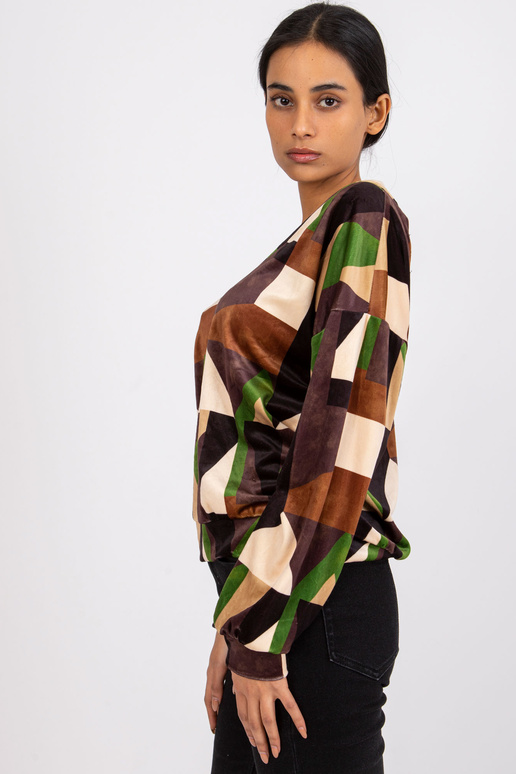 Hnědo-khaki vzorovaná velurová...