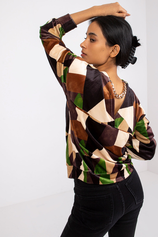 Hnědo-khaki vzorovaná velurová...